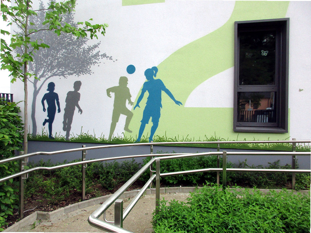 Fassadengestaltung Kindergarten Luxemburg — Detail Architekturintegration